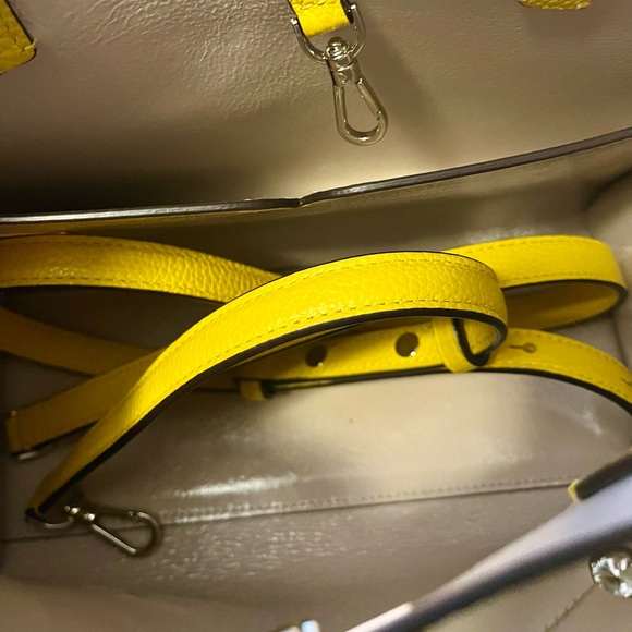 Kate Spade Sam Vibrant Canary Yellow Medium Pebbled Leather Satchel w/Pouch - Picture 7 of 16